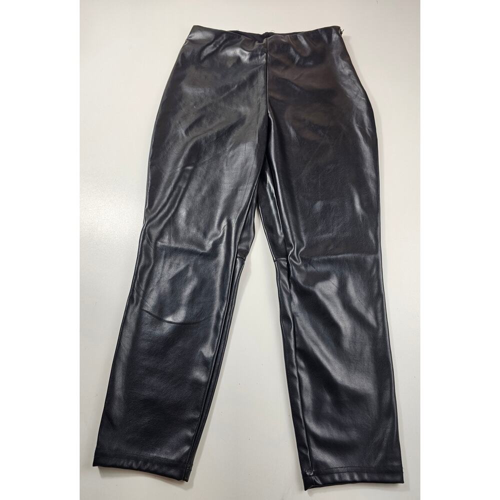 Fabletics sz large pull on vegan leather leggings pants active comfort stretch